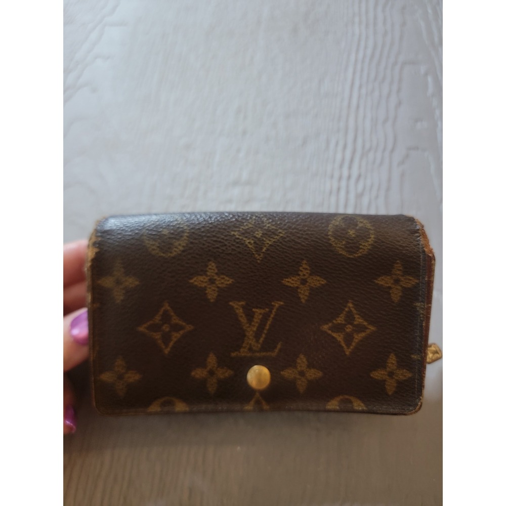 ♡Louis Vuitton Monogram Bifold Wallet Brown Canvas Upcycle Authentic Vintage